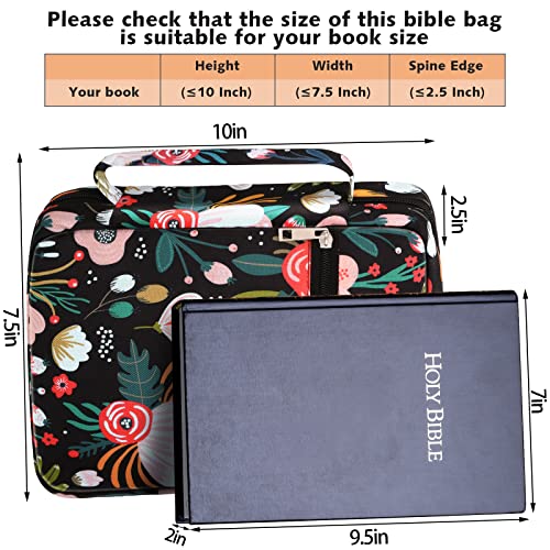 Laumoi Bible Cover Case for Women 10'' Flower Bible Holder Case Large Religious Carrying Bag for Women Study Christian Book Gift (Fresh Flower) - style: Fresh Flower