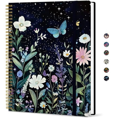 Taja Large Spiral Lined Journal for Women and Men, Notebook for Work - color: A-Celestial