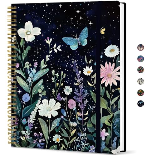 Taja Large Spiral Lined Journal for Women and Men, Notebook for Work - color: A-Celestial