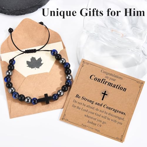 Teen Boy Gifts Cross Bracelet First Communion Baptism Confirmation Gifts for Boys Christian Jejus Jewelry for Teenage Easter Stuffers - style: Confirmation Gift