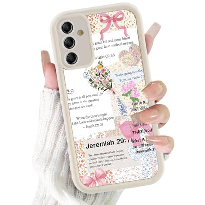 Christian Case for Samsung Galaxy S25, Aesthetic Bible Verse Bow Flower Pattern Design Collage Phone Cover, TPU Shockproof Protective Shell for Samsung S25 6,2" - color: Bow