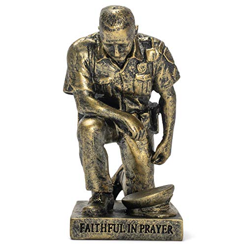 Dicksons Joyful in Hope Praying Police Officer 5 inch Gold Resin Stone Table Top Figurine - style: Joyful In Hope Praying Police Officer