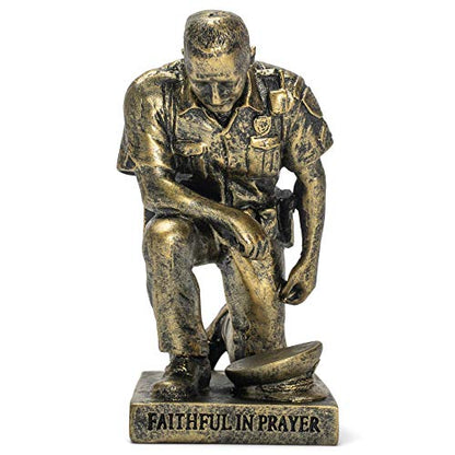Dicksons Joyful in Hope Praying Police Officer 5 inch Gold Resin Stone Table Top Figurine - style: Joyful In Hope Praying Police Officer