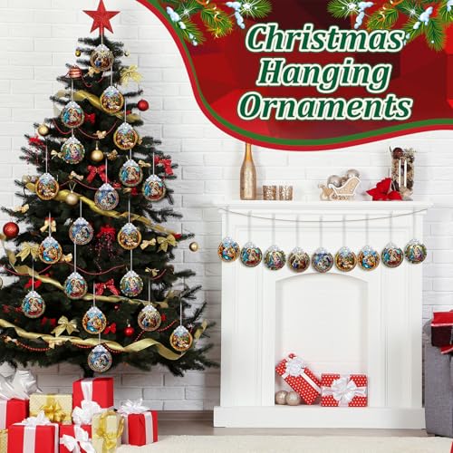Thyle 12 Pack Nativity Ornaments for Christmas Tree Bulk Christian Nativity Scene Decorations 3" Religious Jesus Gifts for Women Men Window Tree Acrylic Hanging Decor (Retro Style) - style: Retro Style