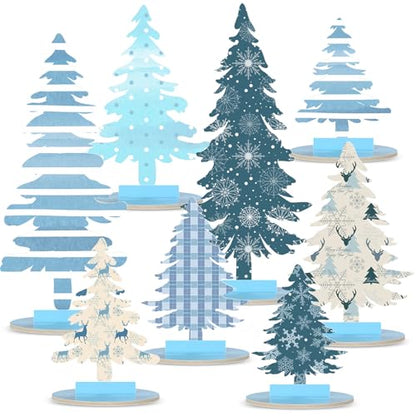 Namalu 16 Pcs Merry Christmas Tree Centerpiece Buffalo Plaid Snowflake - style: Merry
