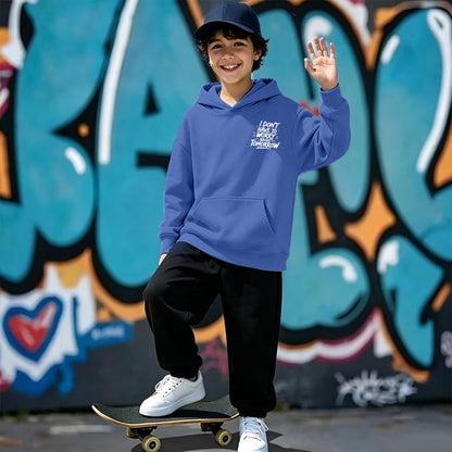 Boys Christian Inspirational Faith Graphic Pullover Hoodie - color: Blue, size: 7-8 Years