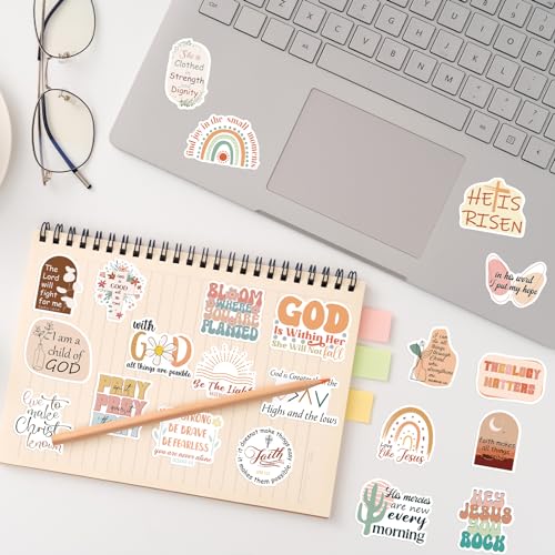 Rakuto 50 Pcs Bible Water Bottle Stickers Boho Christian Vinyl Decals