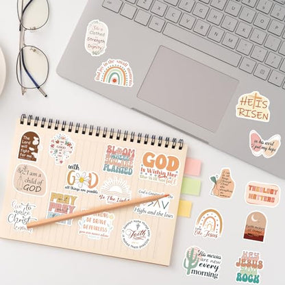 Rakuto 50 Pcs Bible Water Bottle Stickers Boho Christian Vinyl Decals
