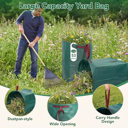 Dntorx 53 Gallon Leaf Bags, 2-Pack, Reusable Yard Waste Bags - size: 1 Count (Pack of 2)