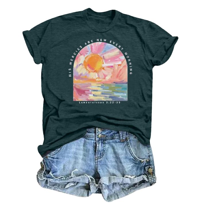 Christian Shirts for Women Jesus Religious Faith Tops - color: Green, size: Small