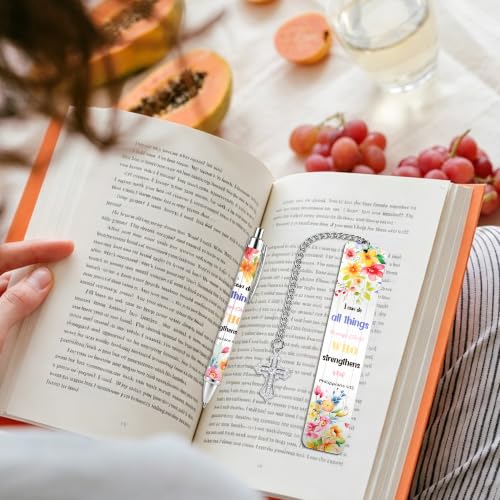 Bible Book Mark for Women, I Can Do All Things Metal Set with Pen - style: I Can Do All Things