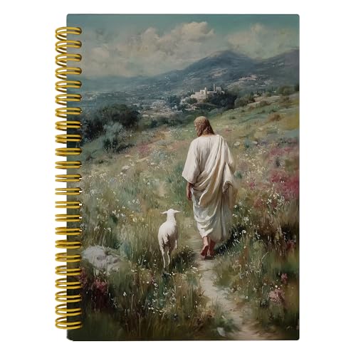 Christian Jesus Leaves The 99 Bible Verse Prayer Religious Notebook Journal for Note Taking,Lost Sheep Merciful Jesus Gift Journals for Writing,Hardcover Spiral Notebook,5.5x8.3 Inch - color: Color-03