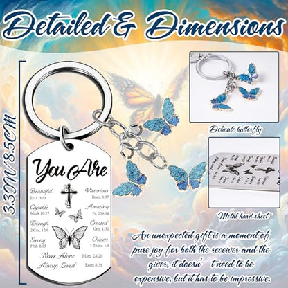 Inspirational Christian Gifts Keychain for Women - Religious Gift Keyring for Men, Priests, Sister, Friend, Mom, Catholic - style: Butterfly