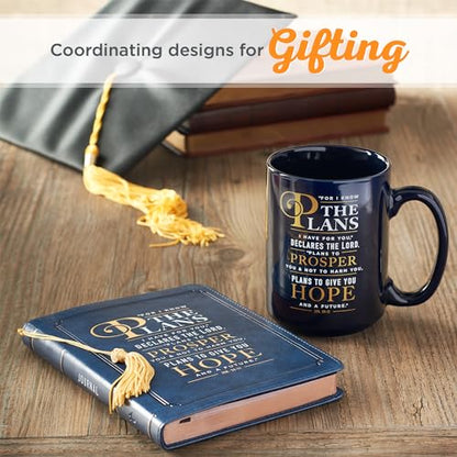 Christian Art Gifts Navy Blue Ceramic Coffee Mug, 14 oz. - color: The Plans