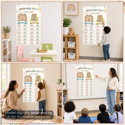 Attendance Chart for Classroom Jobs Durable Classroom Management Charts with 40 Student Cards Behavior Tracker Helping Hands Attendance Chart for Preschool Kindergarten Elementary Supplies