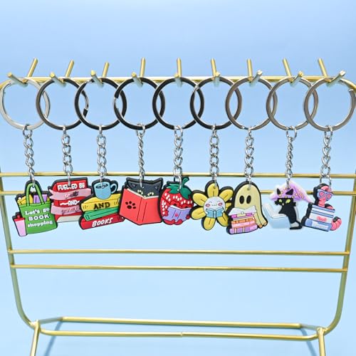Cute Keychain Bulk,Cute Key Chain for Car Keys Purse Bag Rewards - color: Bookish-30