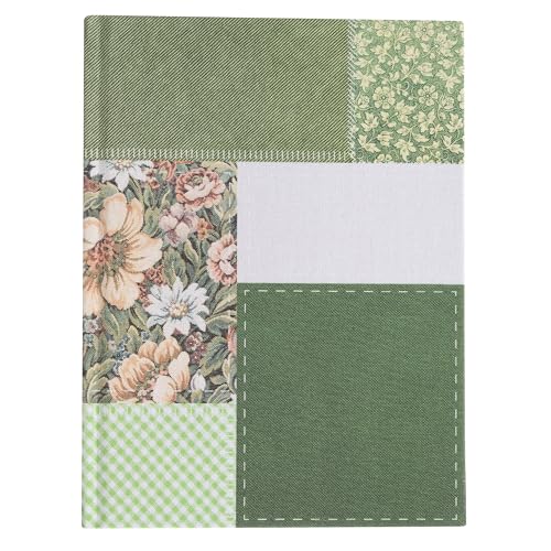 Pearhead Green Patchwork Fabric Hardcover Journal, 6x8 College-Ruled Lined Notebook, 200 Pages, Boho Writing Journal for School, Work & Personal Use - color: Green Patchwork Fabric Journal