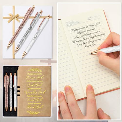 Spakon 5 Pcs Christian Gifts for Women Church Scripture Prayer Journal Religious for Women God Notebook Pen with Gift Box Scripture Notepad Bible Study Group Grad Favor(Khaki, Bible) - color: Khaki, style: Happy Moment