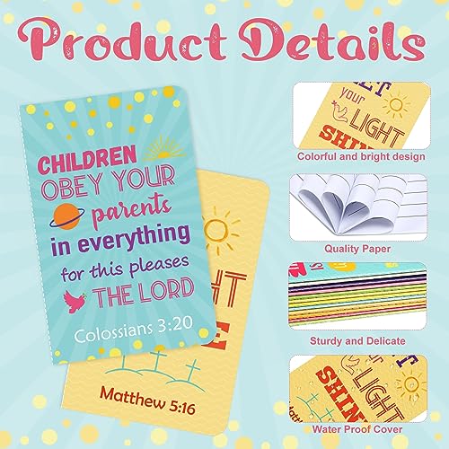 Faccito 24 Pcs Bible Verse Notepads Inspirational Mini Notebook Vbs Small Journal Bulk Religious Motivational Pocket Notepads for Sunday School Church Teacher Gifts (Colorful)