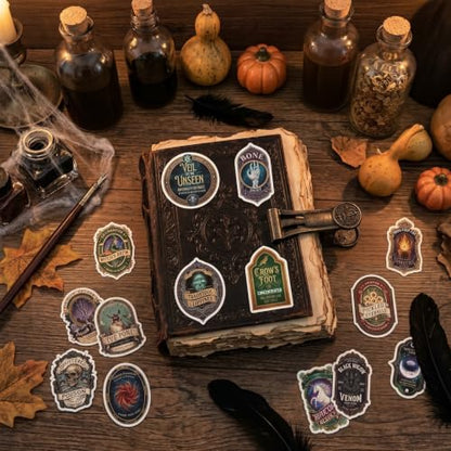 100 Pcs Halloween Potion Label Stickers, Dark Apothecary Decals - style: Halloween Apothecary Potion