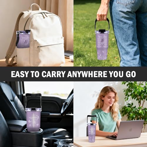 Christian Gifts for Women Faith Tumbler with Top Handle and Flip Straw Lid 20oz Stainless Steel Insulated Travel Cups, Inspirational Religious Gifts for Women Catholic, Pastor Wife Birthday Gift Ideas - color: Christian Faith01