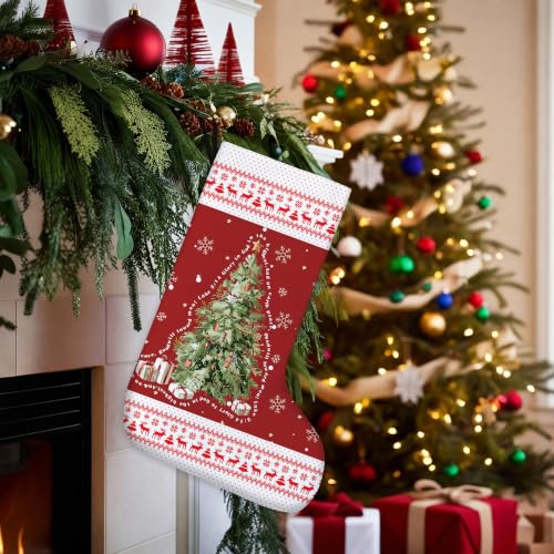 Red and Green Christian Christmas Tree Stockings 16 Inch - color: Christmas33