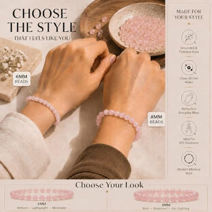 Cherry Tree Collection 100PCS 6mm Rose Quartz Round Bead Craft Kit - color: rose quartz, size: 6mm