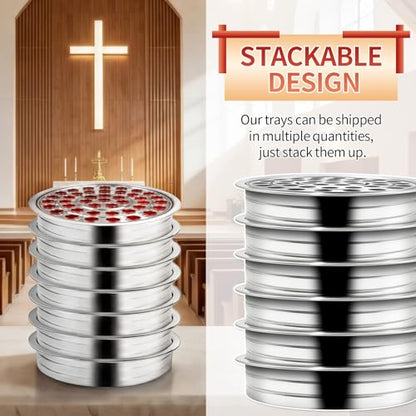Communion Trays Holds Up to 40 Cups, Stainless Steel Communion Set for Church Communion Bread and Wine Service, Stackable Tray (Silver, Lid, Cups Not Included) - color: 1pcs Silver Wine Tray