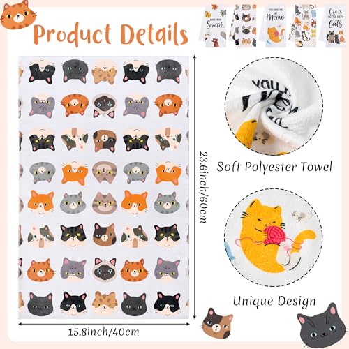 R HORSE 5Pcs Funny Cat Kitchen Towel Funny Saying Dish Towel Cat Lover Gift - color: Cat