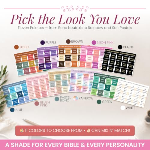 90 Christian Bible Tabs for Women & Kids - Neon Pink - color: Neon Pink