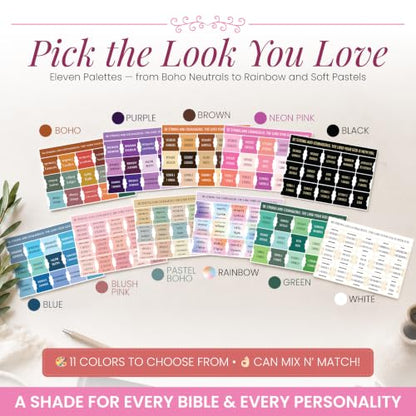 90 Christian Bible Tabs for Women & Kids - Neon Pink - color: Neon Pink