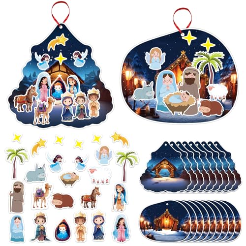 FaCraft Make a Nativity Scene Stickers - 24pcs Nativity Crafts for Kids - color: B-24PCS