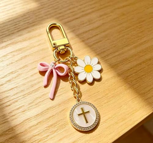 Christian Bag Charm Cross Keychain Purse Charms for Handbags Tote Bags