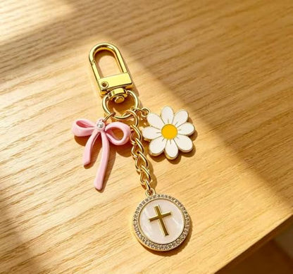 Christian Bag Charm Cross Keychain Purse Charms for Handbags Tote Bags