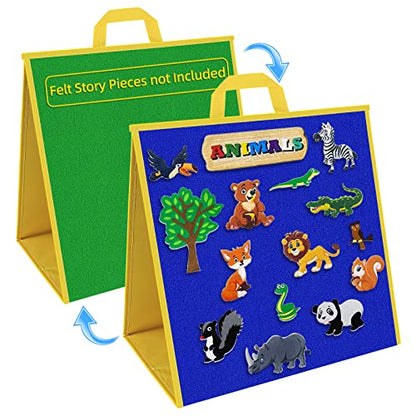AKAYOK Large Felt Board, 17"x17" Felt Board for Toddlers, Flannel Board for Interactive Storytelling, Visual Schedule & Learning Activities - color: 17" X 17"-double-sided-blue & Green