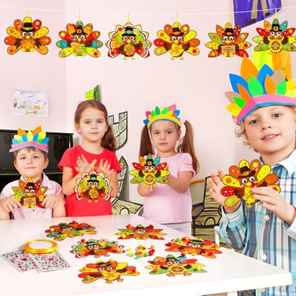 Funrous 48 Sets Thanksgiving Turkey Crafts Kit Fall DIY Hanging Ornaments - style: Turkey