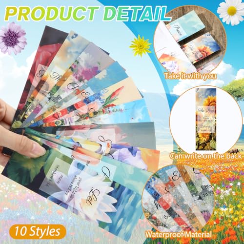 Moinchore 200 Pcs Christian Gift for Women Christian Accessories Include 50 Bible Verses Notebook 50 Church Bookmark 50 Ballpoint Pen Organza Bag Gift for Christmas Church Motivational (Oil Painting) - style: Oil Painting