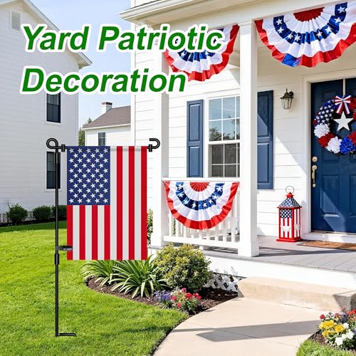 HOOSUN Garden Flag Stand,Premium Garden Flag Holder Pole Metal Powder-Coated Weather-Proof Paint with Graden Flag Clip and Spring Stoppers Without Flag Garden Decorations - color: Black