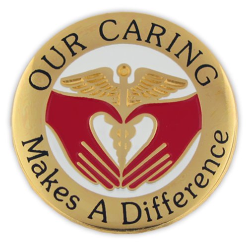 PinMart Nurse Lapel Pin Our Caring Makes a Difference – Gold Enamel Nursing Pin Badge for RN CNA Medical Assistant – Nurse Pinning Ceremony, Graduation & Healthcare Gifts - style: 1 Piece