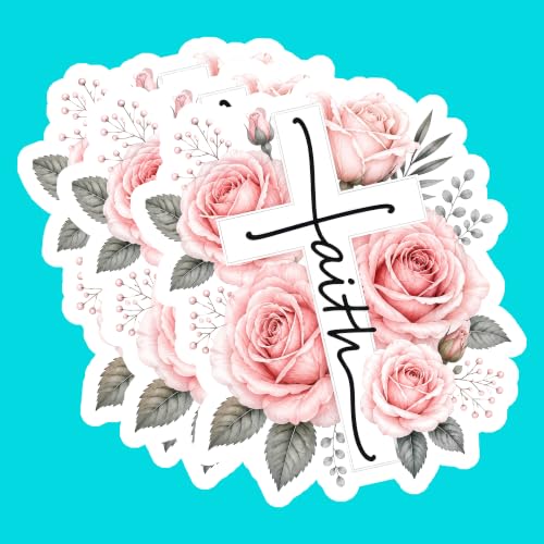 (3PCS) Faith Cross Bible Sticker, Christian Faith Religious Bible Verse Jesus Sticker, Waterproof Vinyl Sticker Decals for Books Laptops Phone Water Bottles Tumbler Cup Kindle 3x2.2 Inch