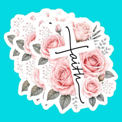 (3PCS) Faith Cross Bible Sticker, Christian Faith Religious Bible Verse Jesus Sticker, Waterproof Vinyl Sticker Decals for Books Laptops Phone Water Bottles Tumbler Cup Kindle 3x2.2 Inch