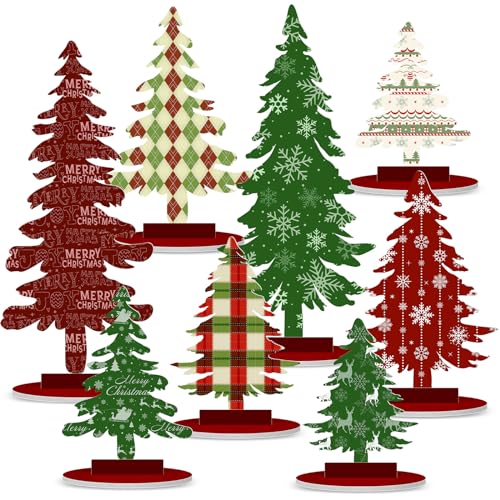 Namalu 16 Pcs Joy Christmas Tree Centerpiece Buffalo Plaid Snowflake - style: Joy