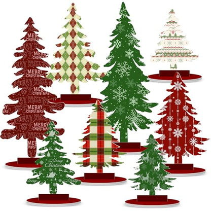 Namalu 16 Pcs Joy Christmas Tree Centerpiece Buffalo Plaid Snowflake - style: Joy