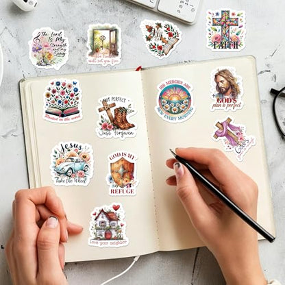 Prayer Board Kit Supplies - 50 Pcs Christian Jesus Bible Stickers - color: Watercolor