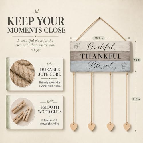 Thankful Sign Family Collage Picture Frames for Wall Decor Hanging - color: Tricolor Coastal