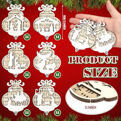 Shellwei 24 Pcs Christmas Wooden Nativity Ornaments Set Bulk Gift - style: Charming
