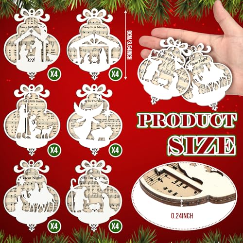 Shellwei 24 Pcs Christmas Wooden Nativity Ornaments Set Bulk Gift - style: Charming