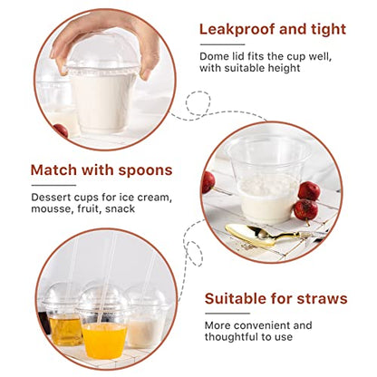 Lullaby 200 Pack 9oz Clear Plastic Cups with Dome Lids, Dessert Fruit Cups - size: 200PACK