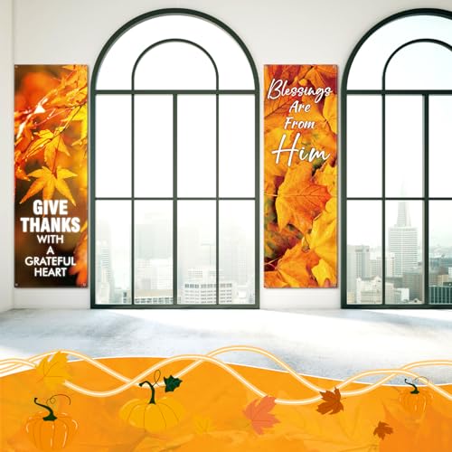 Hosuly 4 Pcs Fall Sanctuary Banners for Church, Classic Style 2 X 6 Feet - size: 2 x 6 Feet, style: Classic Style