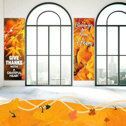 Hosuly 4 Pcs Fall Sanctuary Banners for Church, Classic Style 2 X 6 Feet - size: 2 x 6 Feet, style: Classic Style